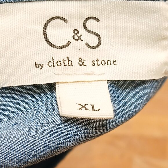 Anthropologie Cloth & Stone Chambray Smocked Waist Tencel Blouse Size XL - Picture 7 of 8